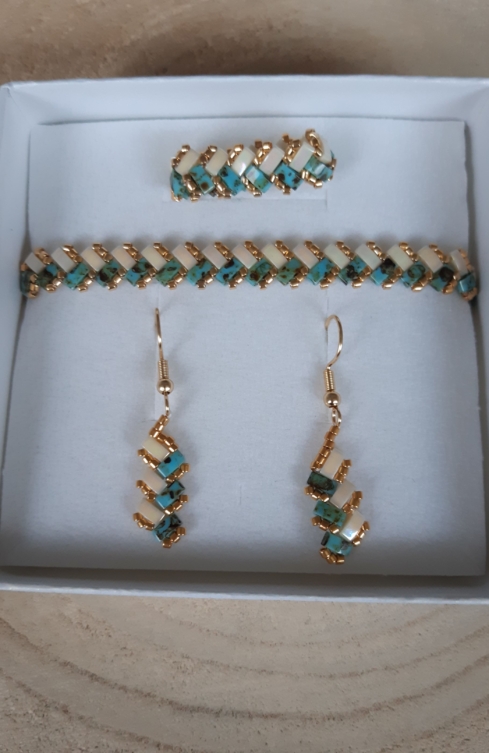 Miyuki Set Turquoise Cream